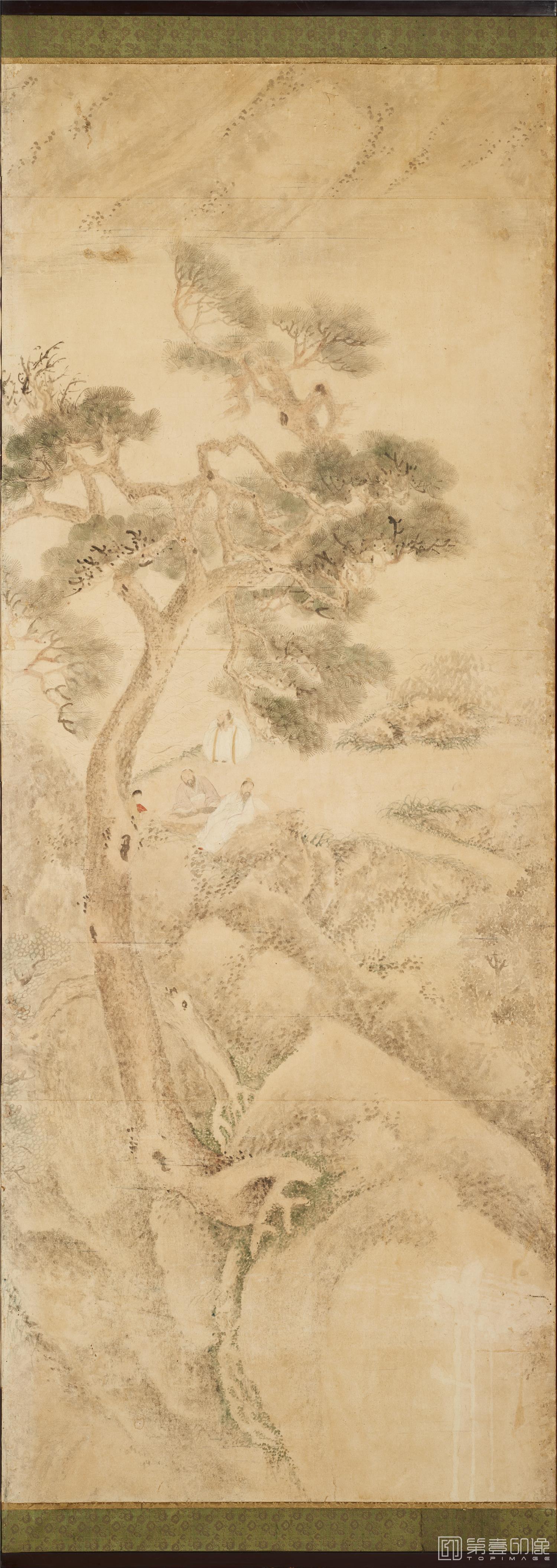 日本-江户时代-彭城百川-山水图屏风-160x358cm-第二屏分轴-03-水彩画 